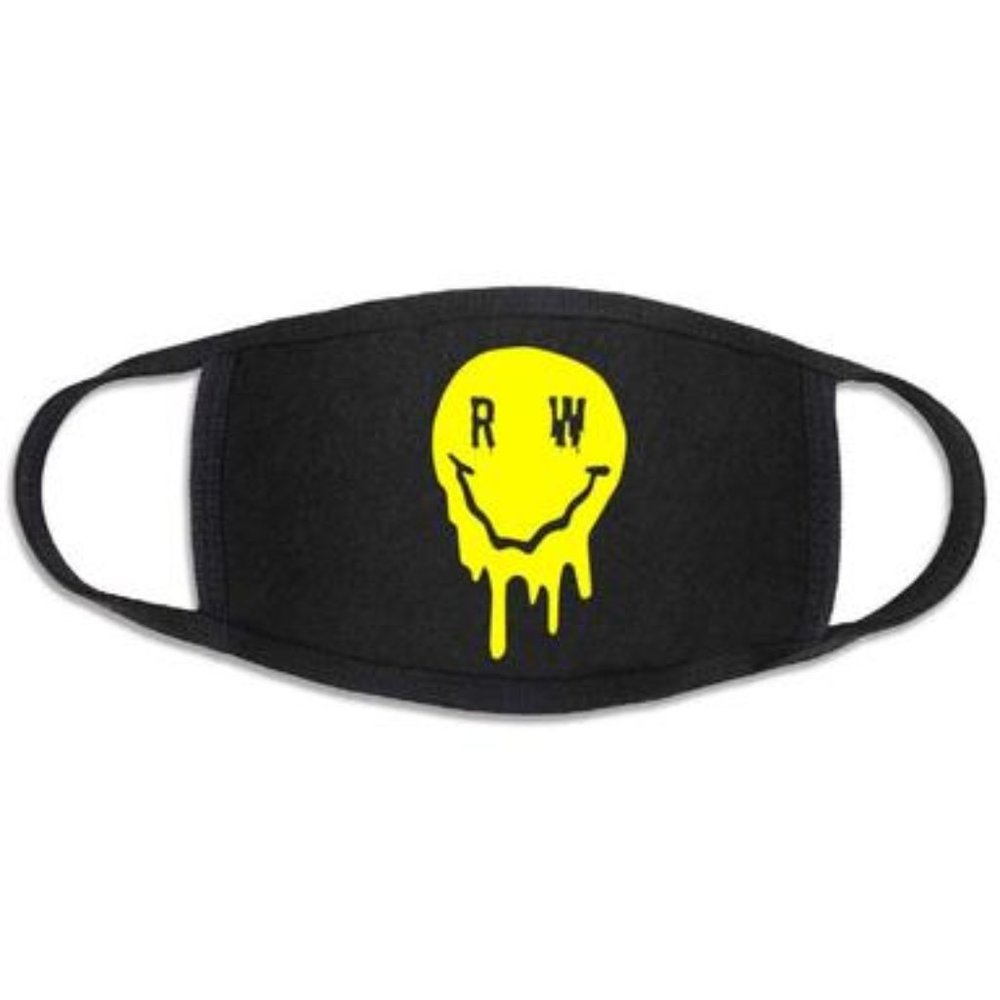 Melty Smiley Face Black Face Mask